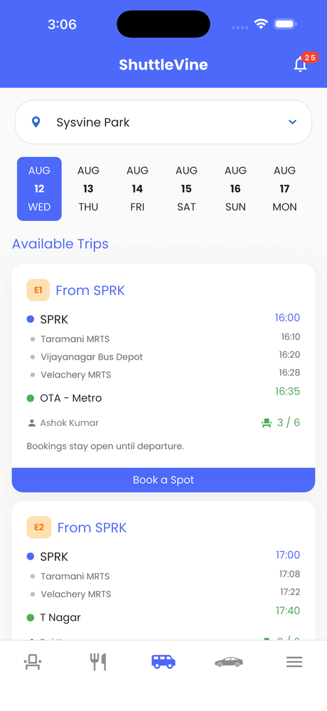 ShuttleVine app screenshot