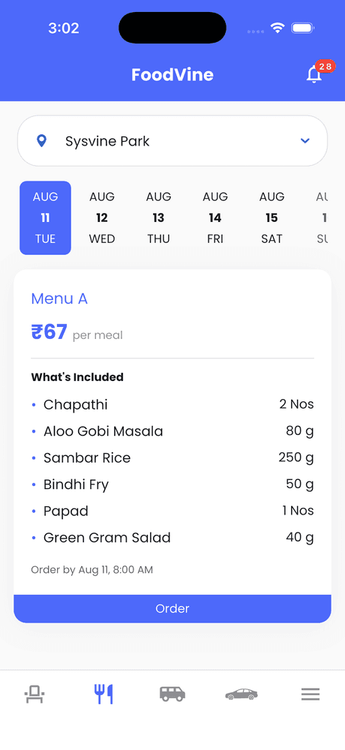 FoodVine app screenshot
